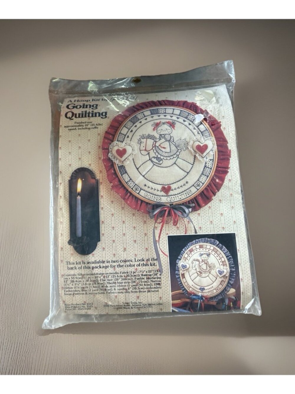 Vintage Yours Truly 'Going Quilting' Hoop Embroidery Kit #2315 Blue 1983 Sealed